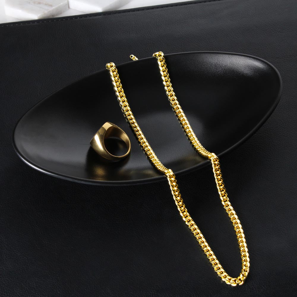 Men’s Cuban Link Chain with Message Card – Gift for Boyfriend, Husband, or Fiancé | Stainless Steel or 14K Gold