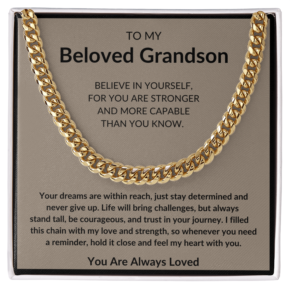 To My Beloved Grandson Cuban Link Chain – Meaningful Gift for Grandsons