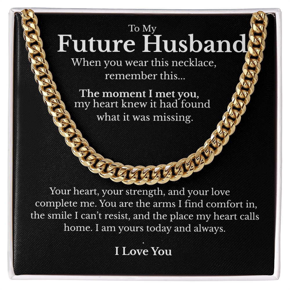 Future Husband Cuban Link Chain with Message Card – Men’s Gift for Fiancé, Boyfriend, or Partner