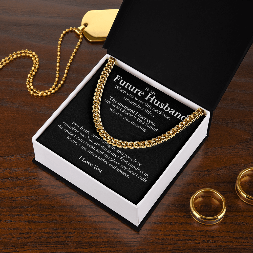 Future Husband Cuban Link Chain with Message Card – Men’s Gift for Fiancé, Boyfriend, or Partner