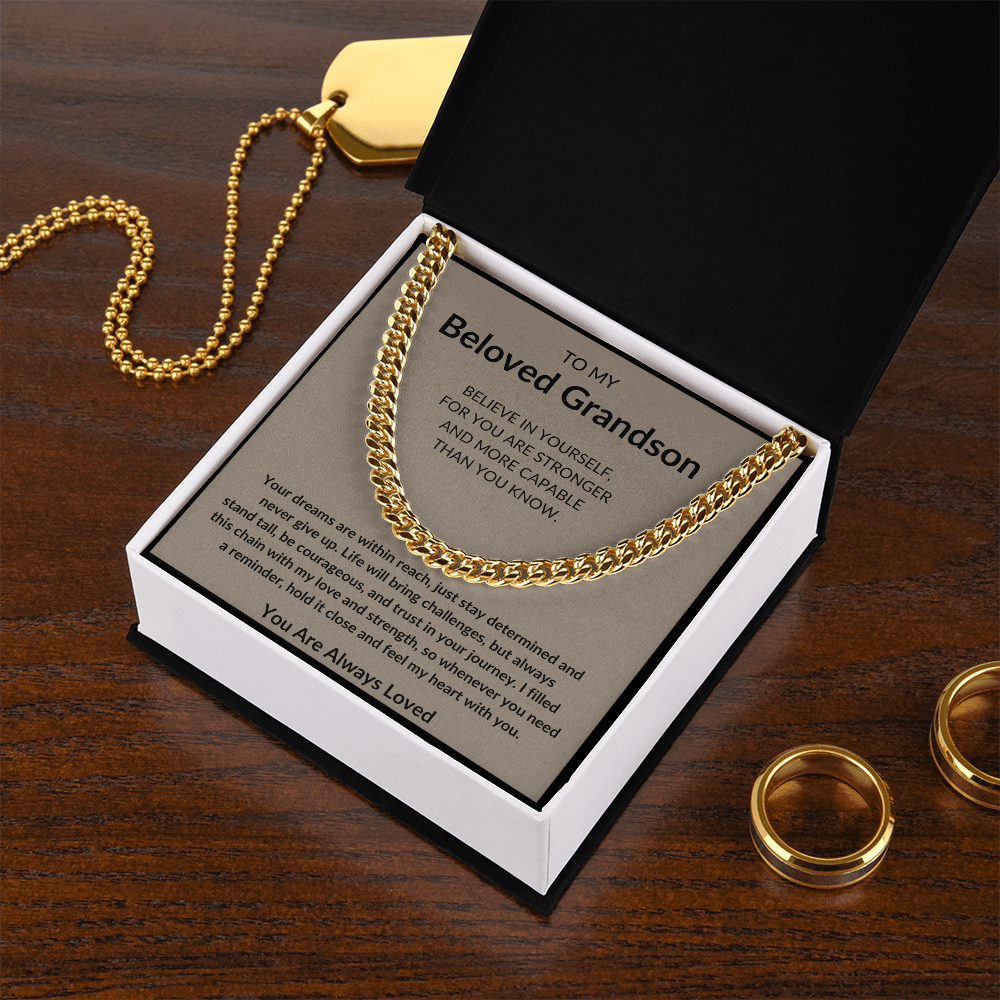 To My Beloved Grandson Cuban Link Chain – Meaningful Gift for Grandsons