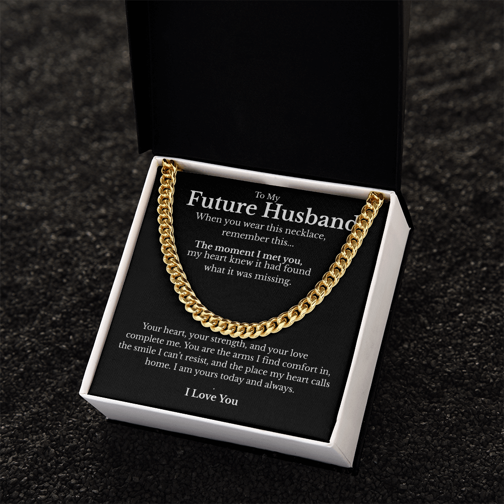 Future Husband Cuban Link Chain with Message Card – Men’s Gift for Fiancé, Boyfriend, or Partner