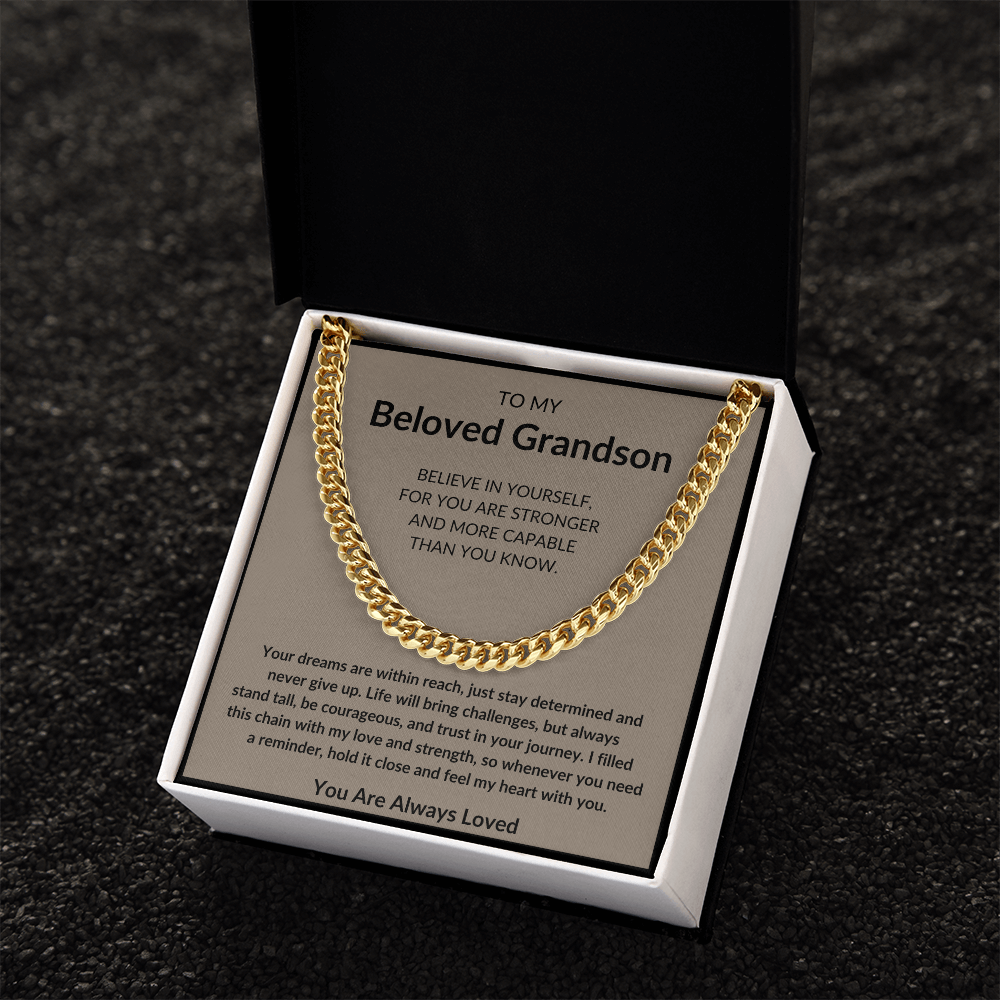 To My Beloved Grandson Cuban Link Chain – Meaningful Gift for Grandsons