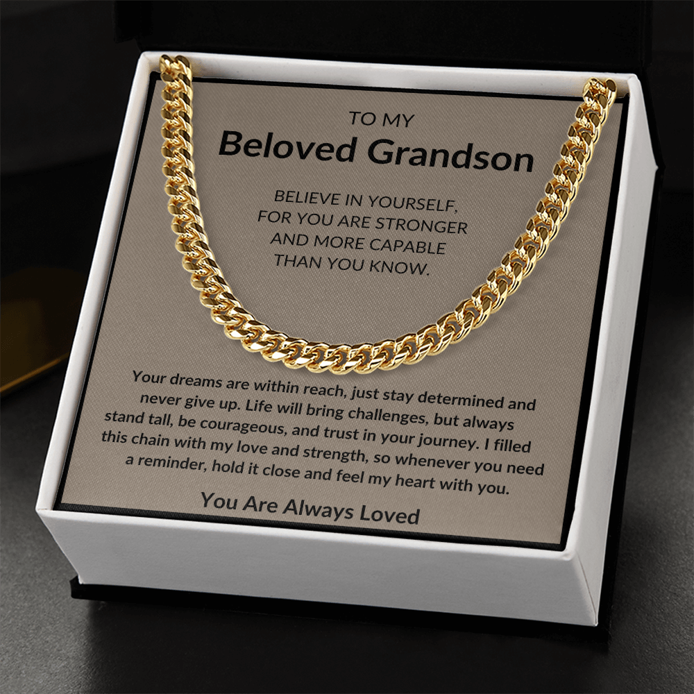 To My Beloved Grandson Cuban Link Chain – Meaningful Gift for Grandsons
