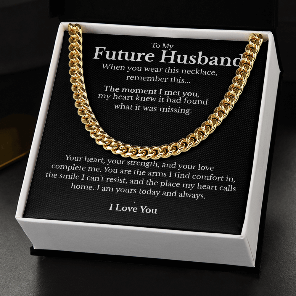 Future Husband Cuban Link Chain with Message Card – Men’s Gift for Fiancé, Boyfriend, or Partner