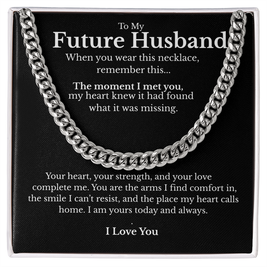 Future Husband Cuban Link Chain with Message Card – Men’s Gift for Fiancé, Boyfriend, or Partner