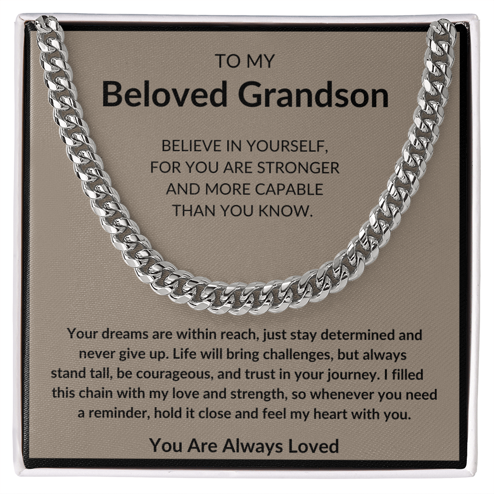 To My Beloved Grandson Cuban Link Chain – Meaningful Gift for Grandsons