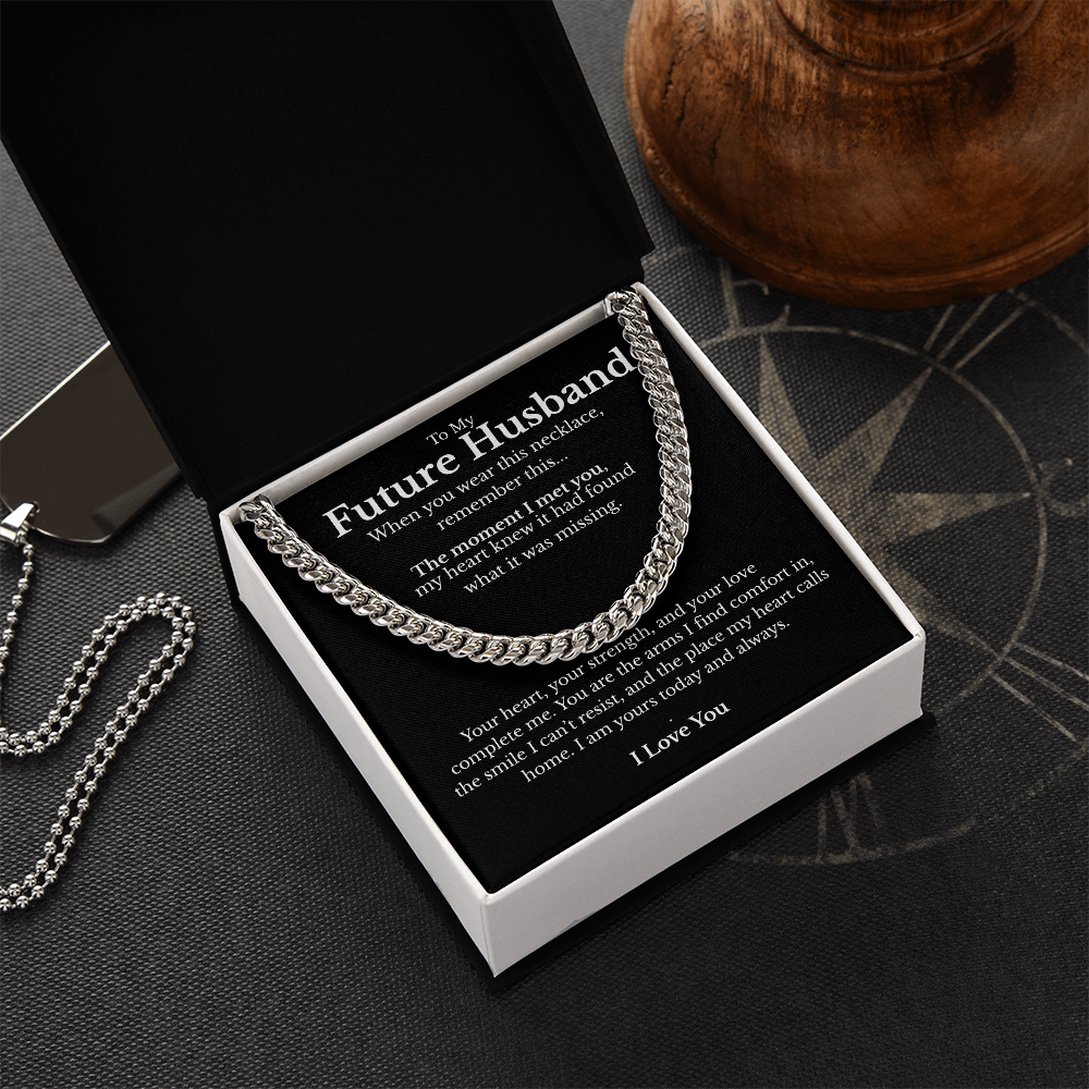 Future Husband Cuban Link Chain with Message Card – Men’s Gift for Fiancé, Boyfriend, or Partner