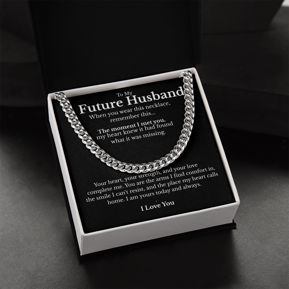 Future Husband Cuban Link Chain with Message Card – Men’s Gift for Fiancé, Boyfriend, or Partner