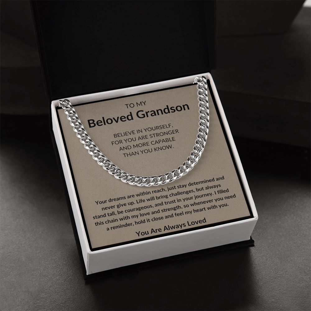 To My Beloved Grandson Cuban Link Chain – Meaningful Gift for Grandsons