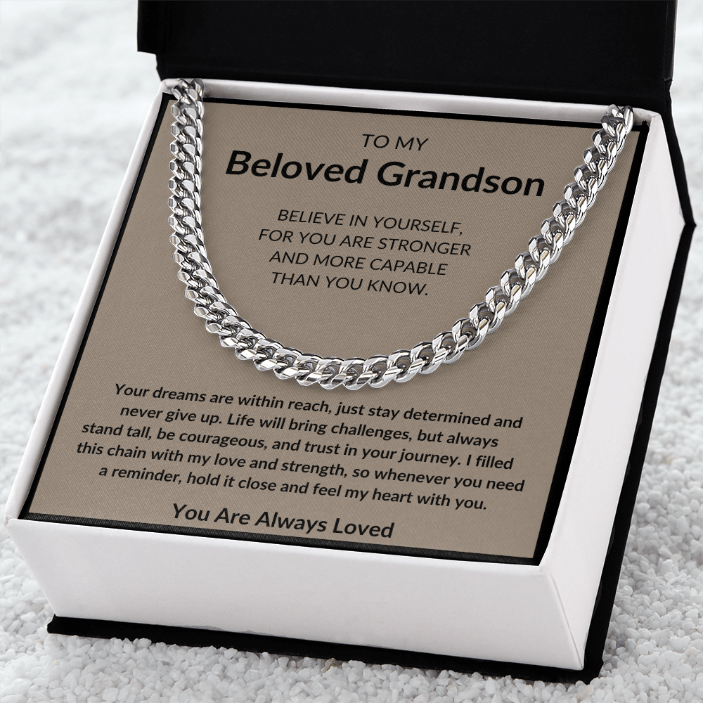 To My Beloved Grandson Cuban Link Chain – Meaningful Gift for Grandsons