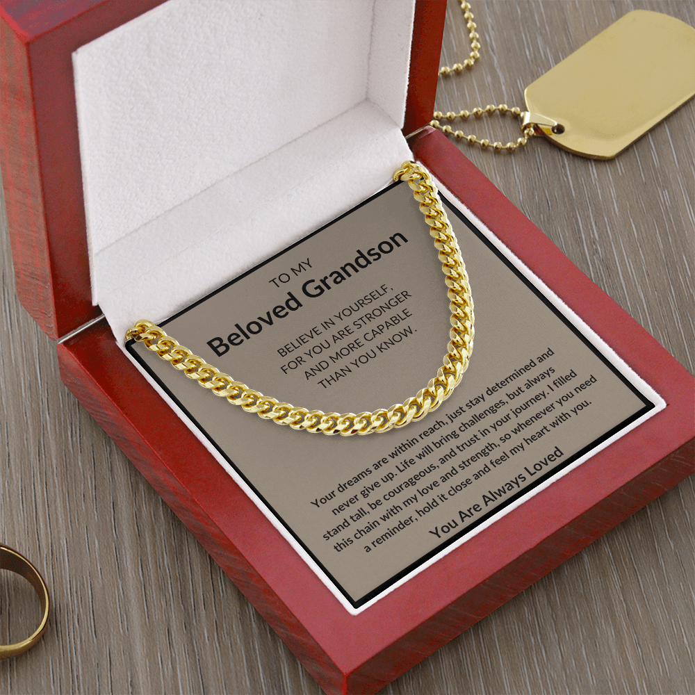 To My Beloved Grandson Cuban Link Chain – Meaningful Gift for Grandsons