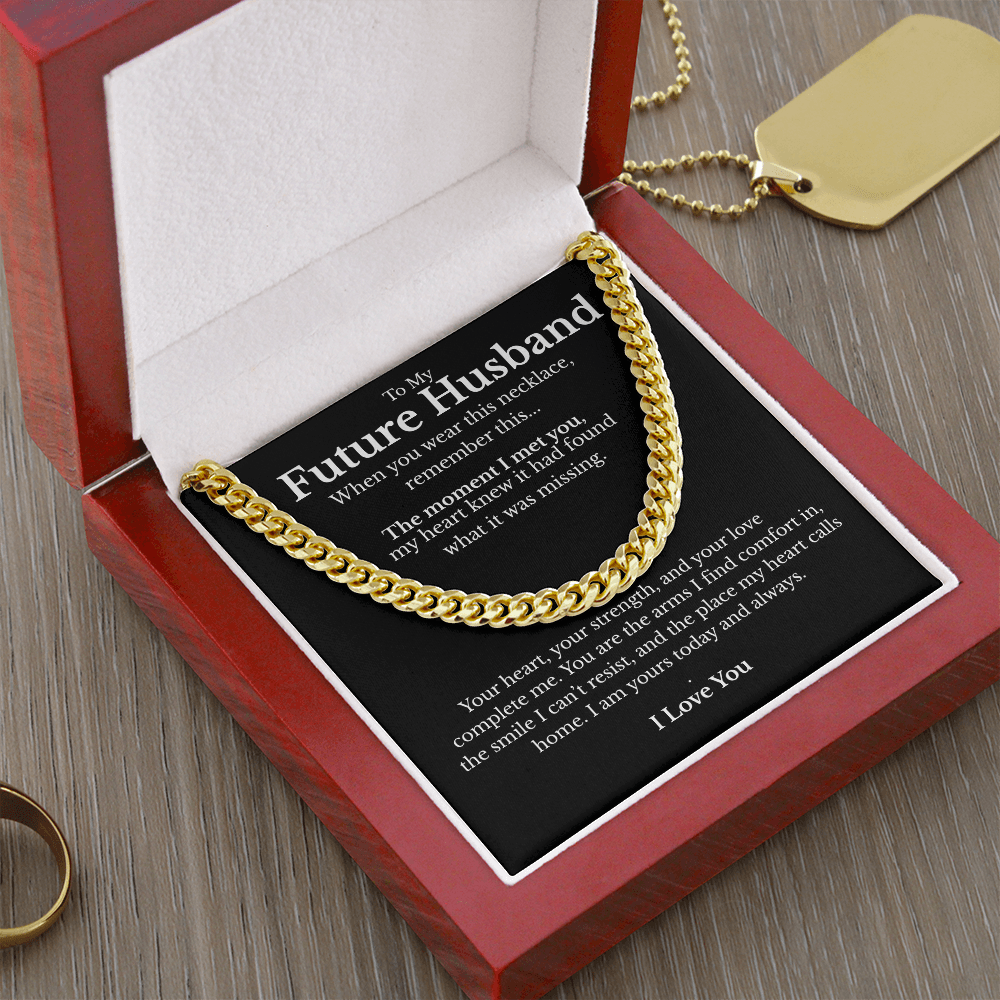 Future Husband Cuban Link Chain with Message Card – Men’s Gift for Fiancé, Boyfriend, or Partner