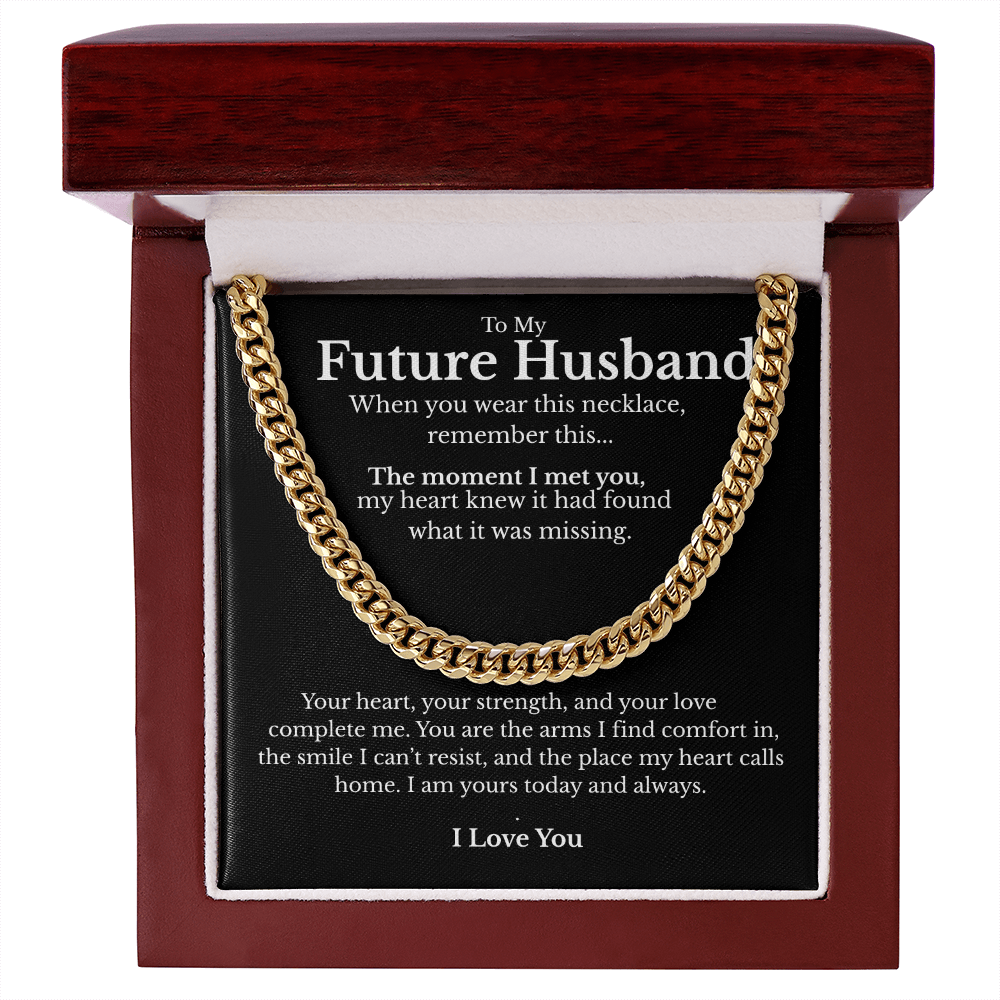 Future Husband Cuban Link Chain with Message Card – Men’s Gift for Fiancé, Boyfriend, or Partner