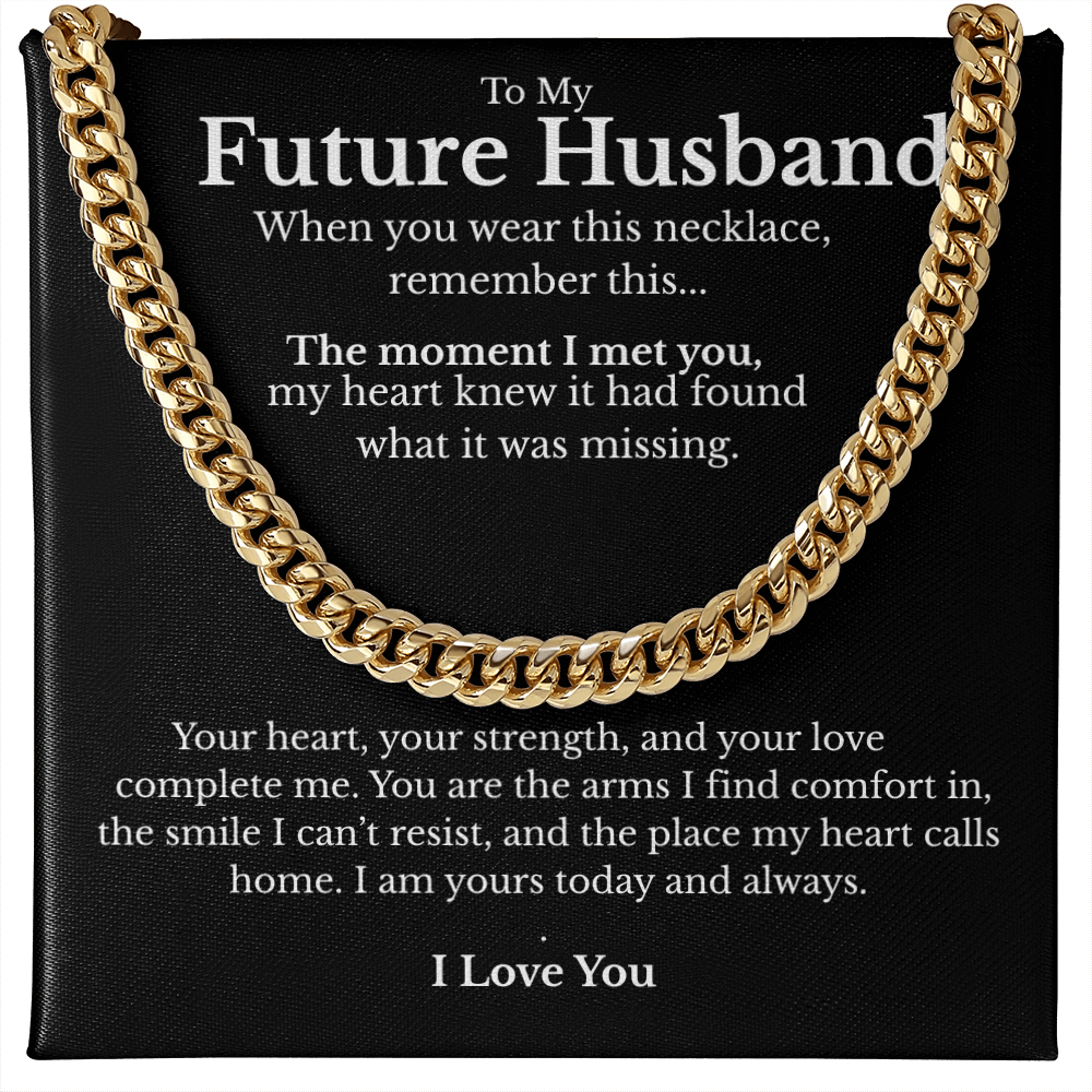Future Husband Cuban Link Chain with Message Card – Men’s Gift for Fiancé, Boyfriend, or Partner