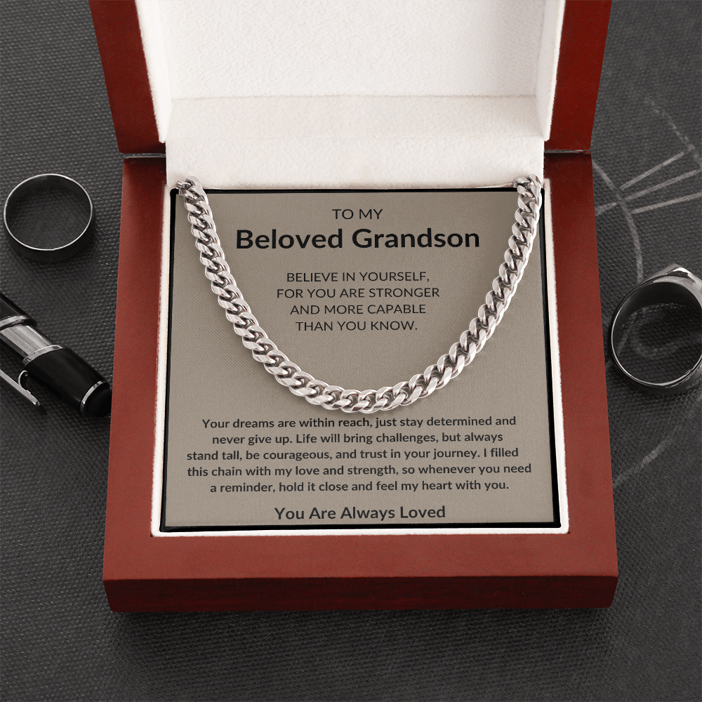 To My Beloved Grandson Cuban Link Chain – Meaningful Gift for Grandsons