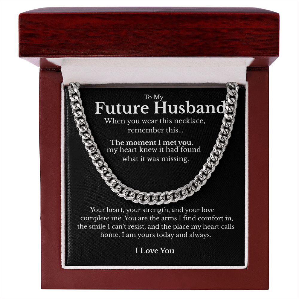 Future Husband Cuban Link Chain with Message Card – Men’s Gift for Fiancé, Boyfriend, or Partner
