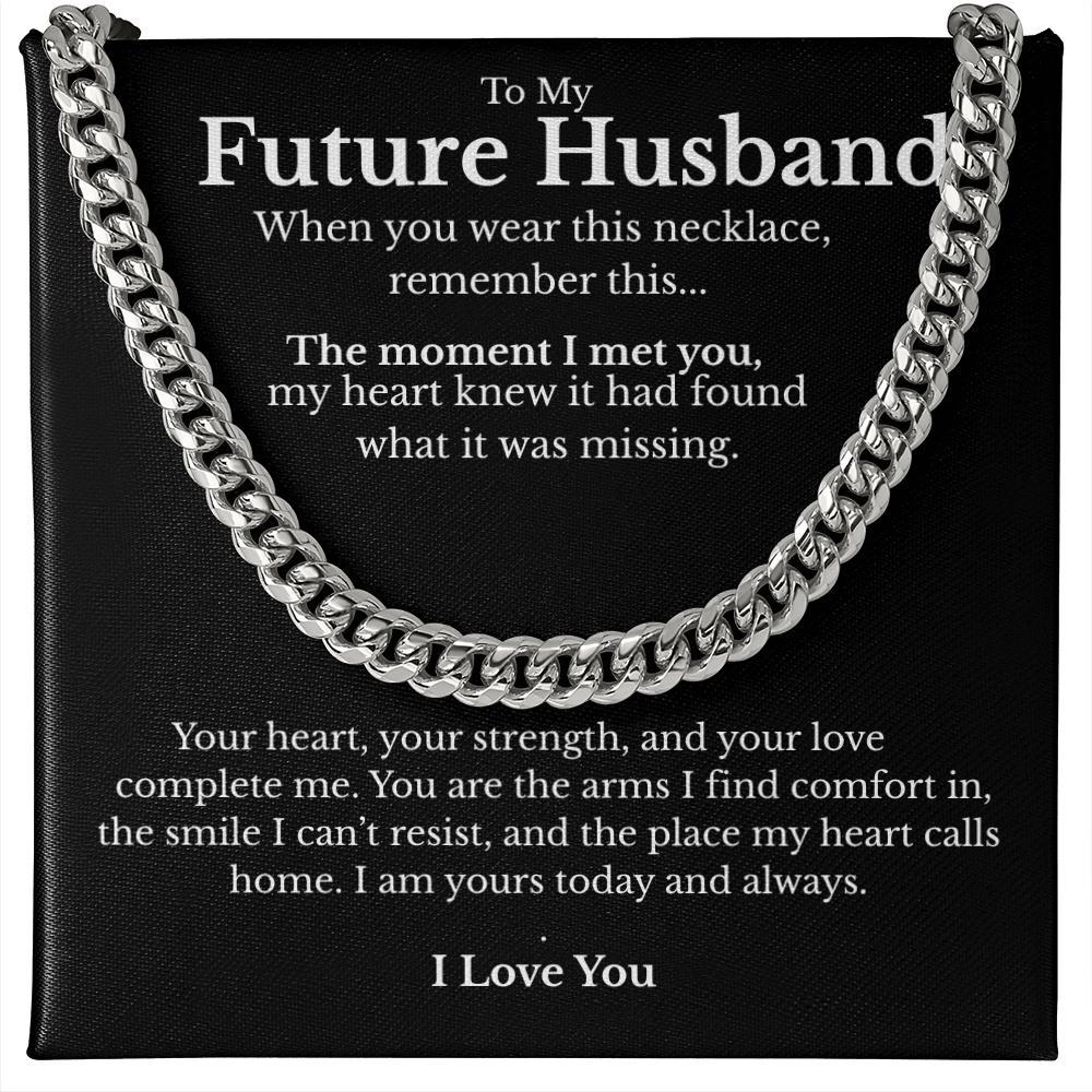 Future Husband Cuban Link Chain with Message Card – Men’s Gift for Fiancé, Boyfriend, or Partner