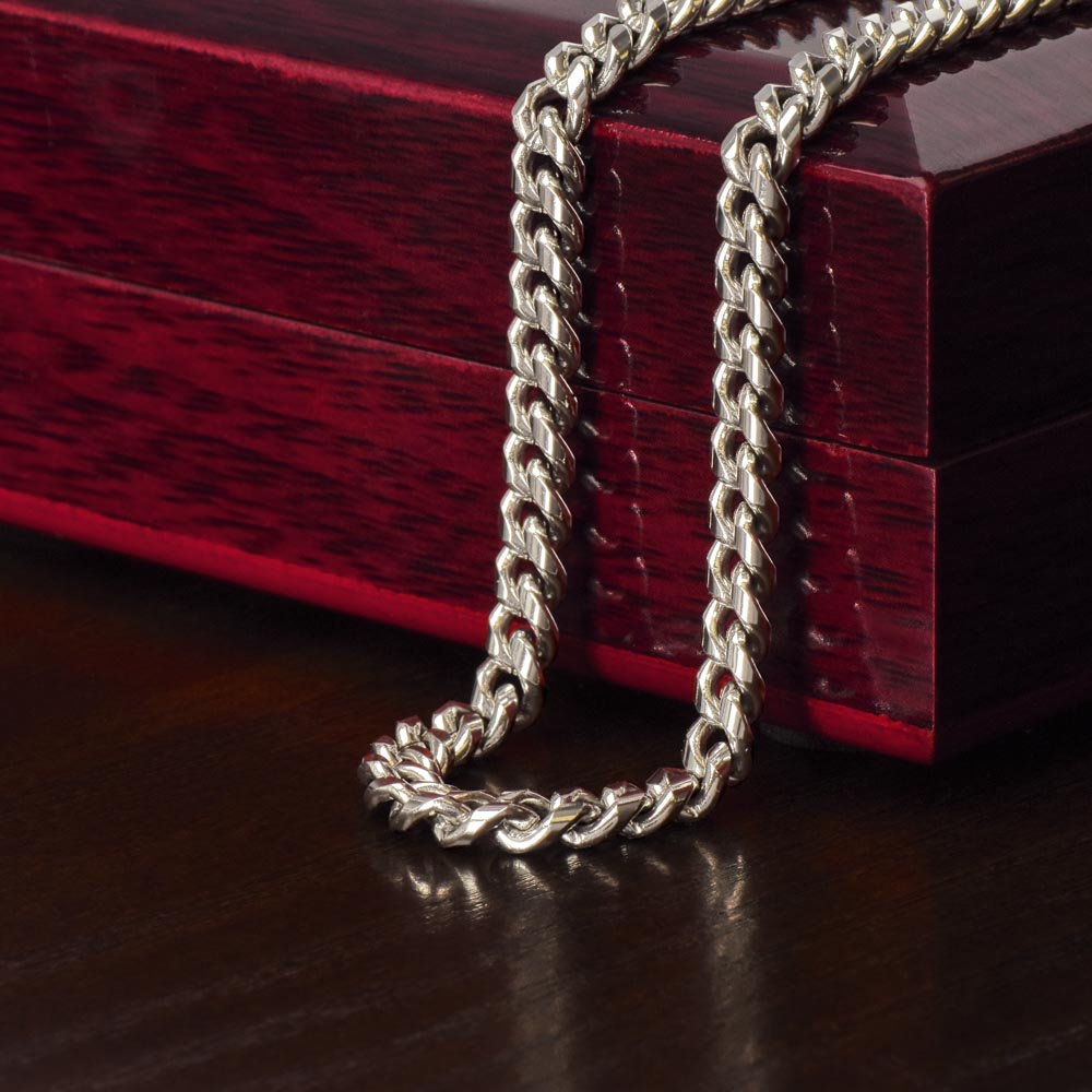 Husband Cuban Link Chain with Message Card – Romantic Men’s Gift for Anniversary or Just Because