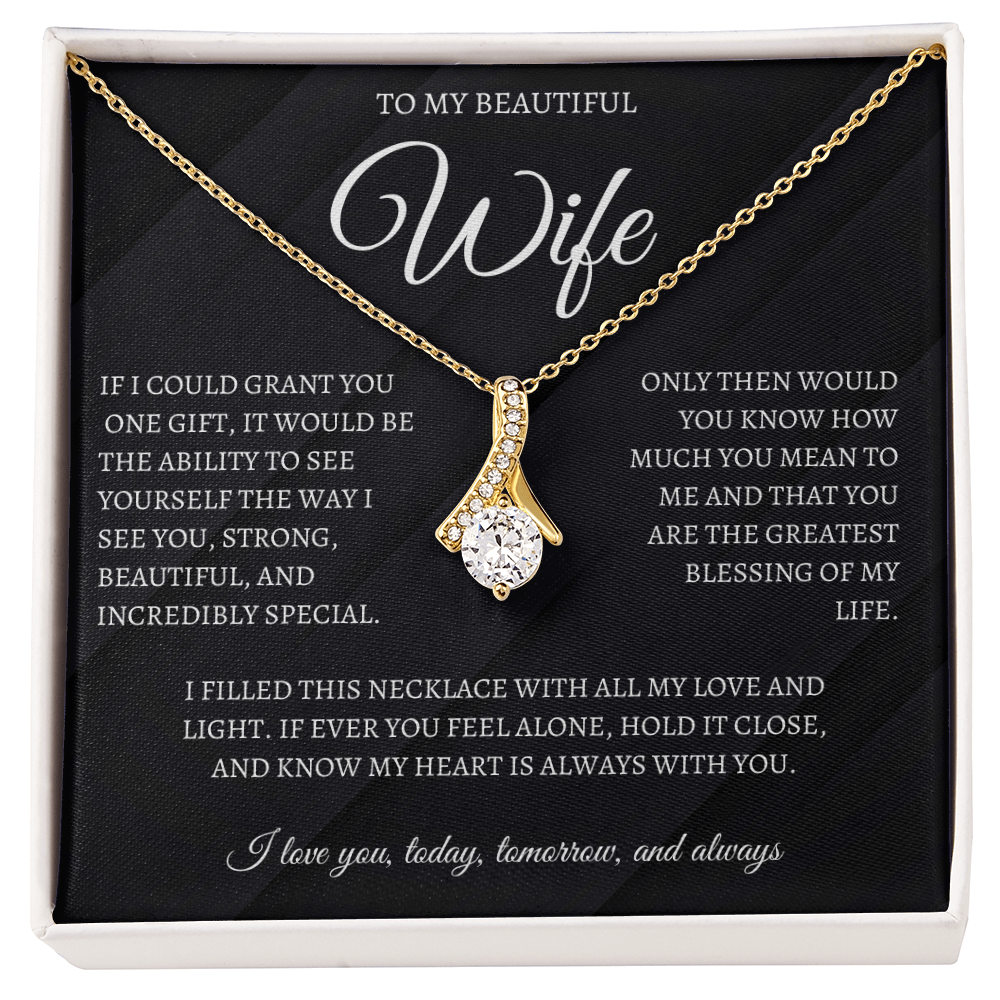 To My Beautiful Wife Elegant Alluring Beauty Necklace Eternal Love Gift