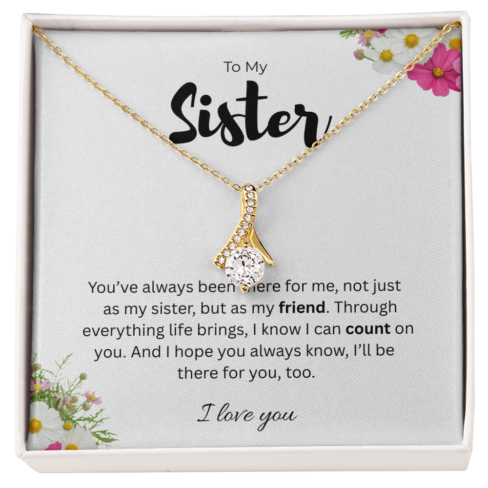 To My Sister Alluring Beauty Ribbon Pendant Necklace