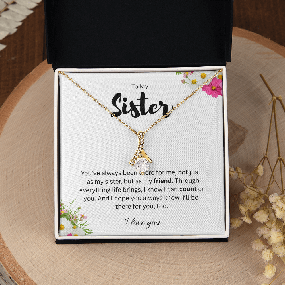 To My Sister Alluring Beauty Ribbon Pendant Necklace