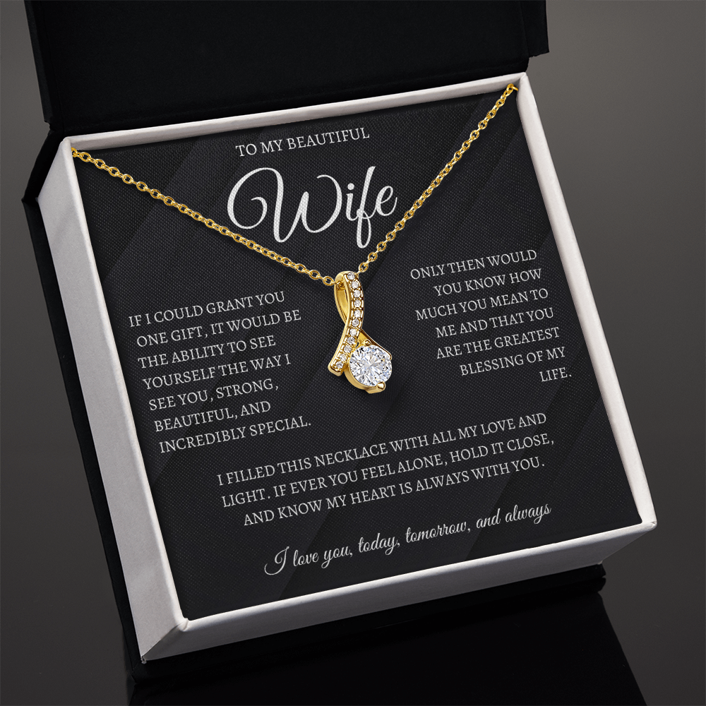 To My Beautiful Wife Elegant Alluring Beauty Necklace Eternal Love Gift