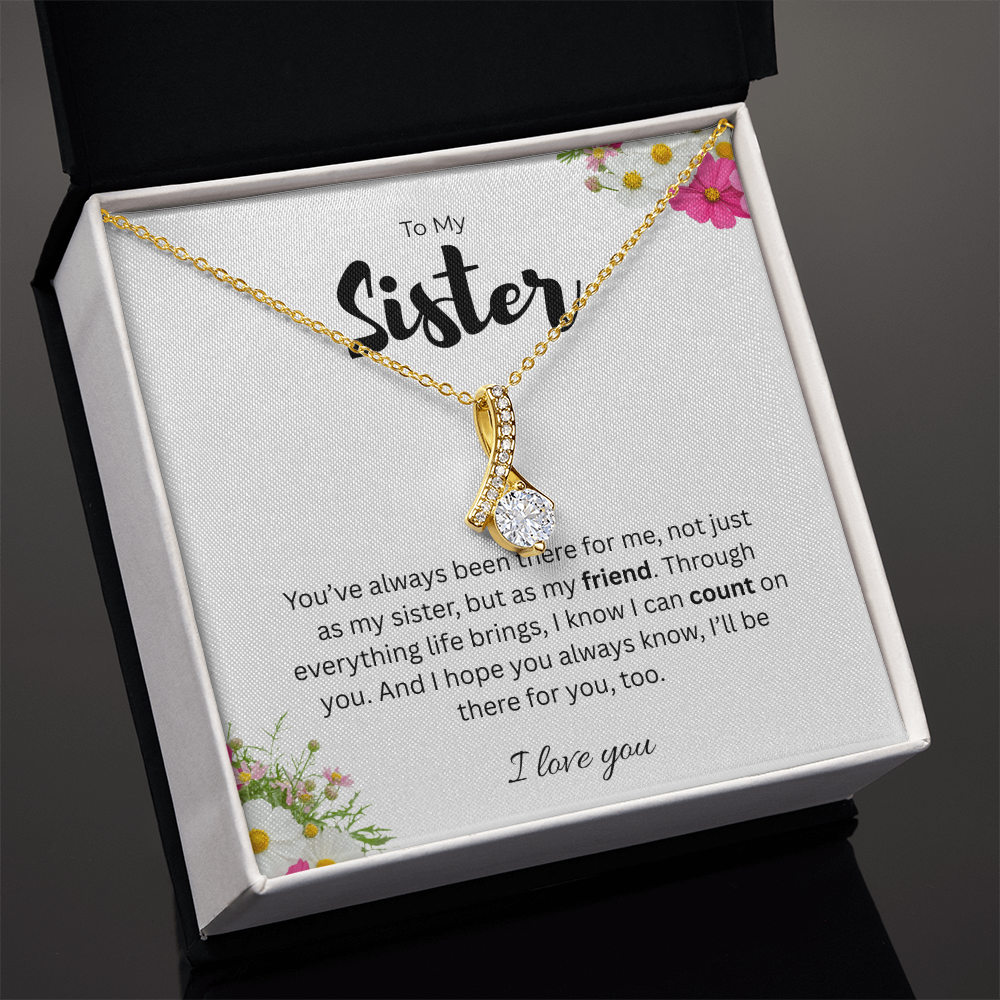 To My Sister Alluring Beauty Ribbon Pendant Necklace