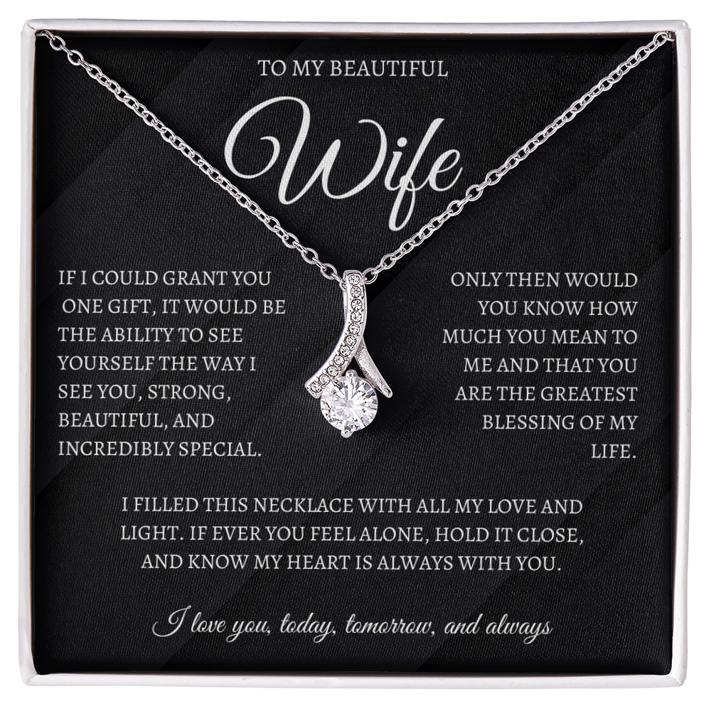 To My Beautiful Wife Elegant Alluring Beauty Necklace Eternal Love Gift