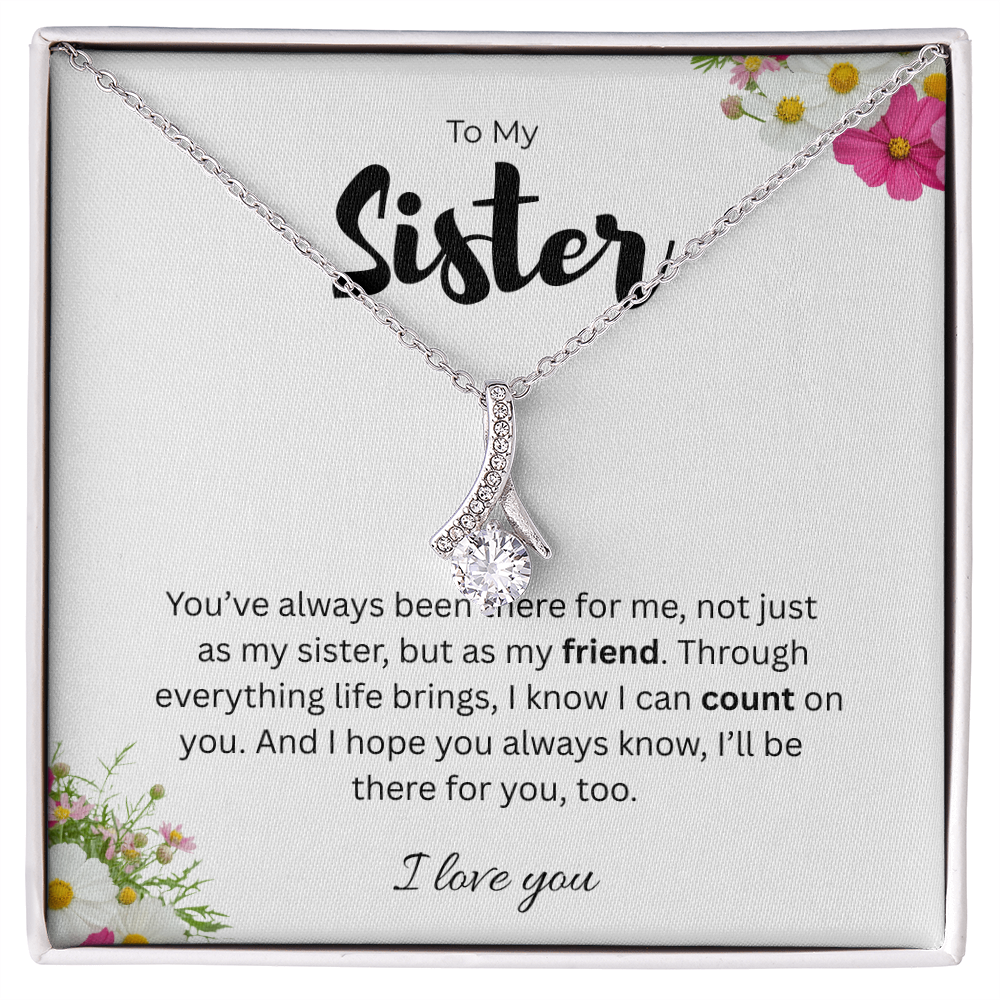To My Sister Alluring Beauty Ribbon Pendant Necklace