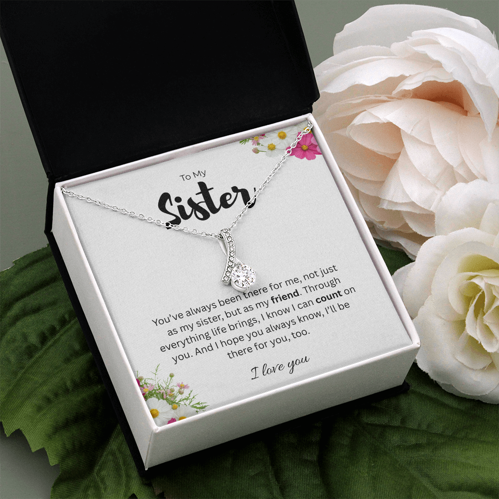 To My Sister Alluring Beauty Ribbon Pendant Necklace