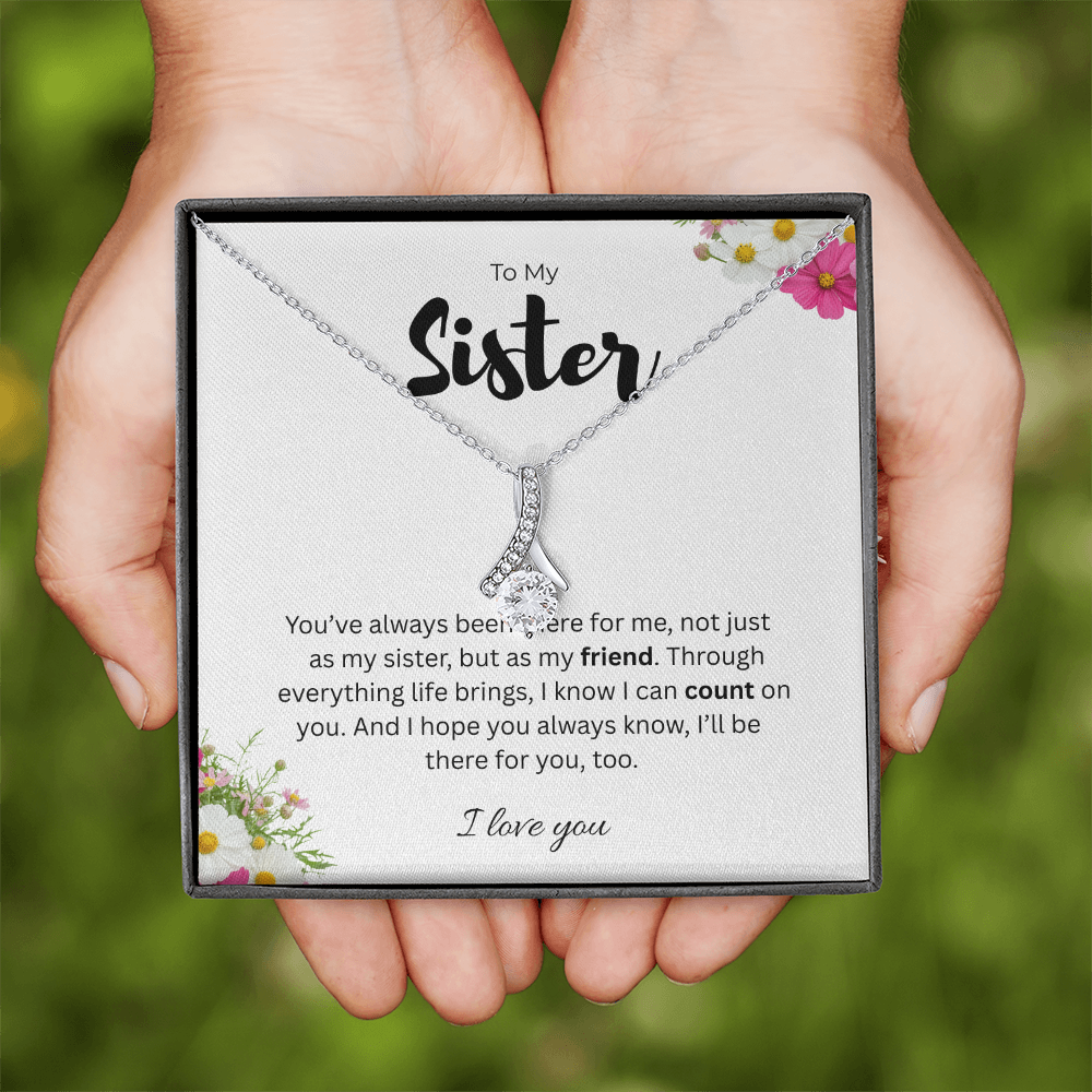 To My Sister Alluring Beauty Ribbon Pendant Necklace