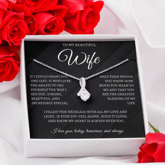 To My Beautiful Wife Elegant Alluring Beauty Necklace Eternal Love Gift