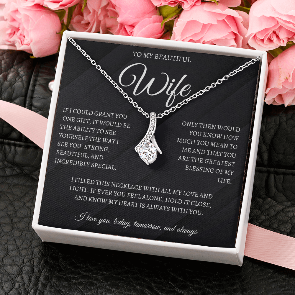 To My Beautiful Wife Elegant Alluring Beauty Necklace Eternal Love Gift