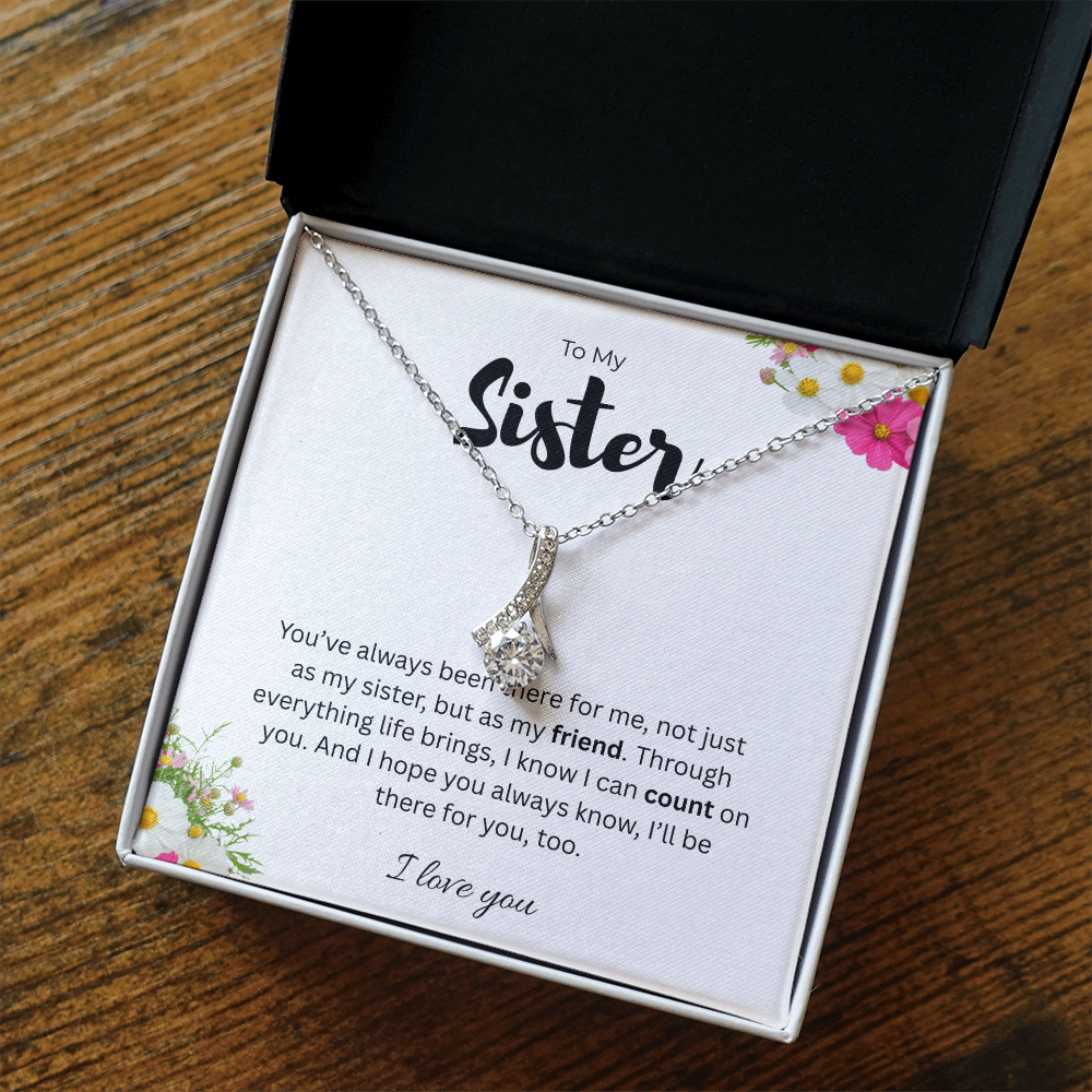 To My Sister Alluring Beauty Ribbon Pendant Necklace