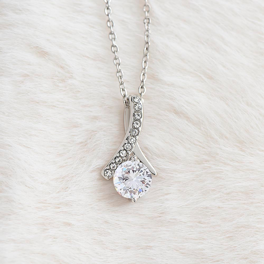 To My Sister Alluring Beauty Ribbon Pendant Necklace