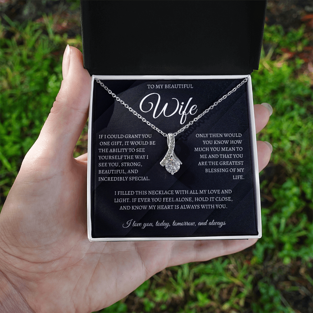 To My Beautiful Wife Elegant Alluring Beauty Necklace Eternal Love Gift