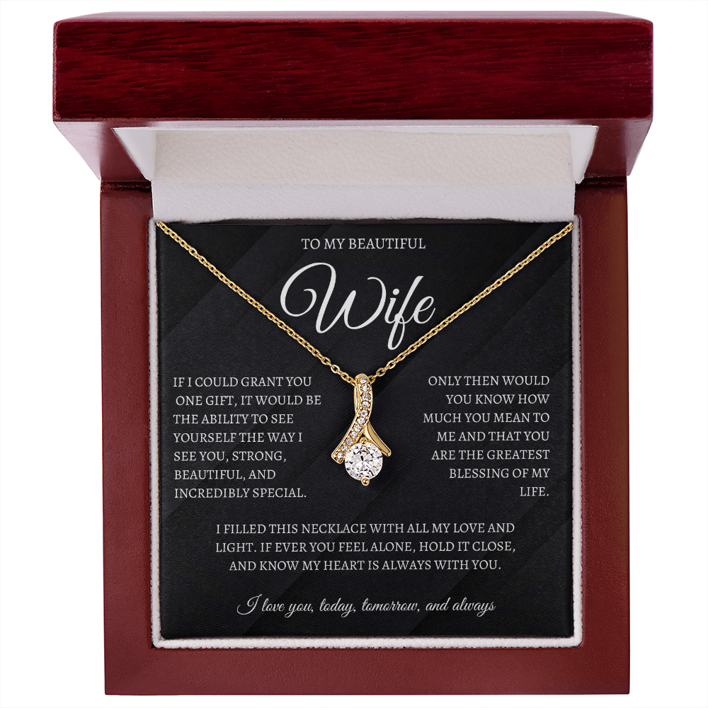 To My Beautiful Wife Elegant Alluring Beauty Necklace Eternal Love Gift