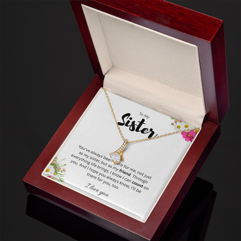 To My Sister Alluring Beauty Ribbon Pendant Necklace