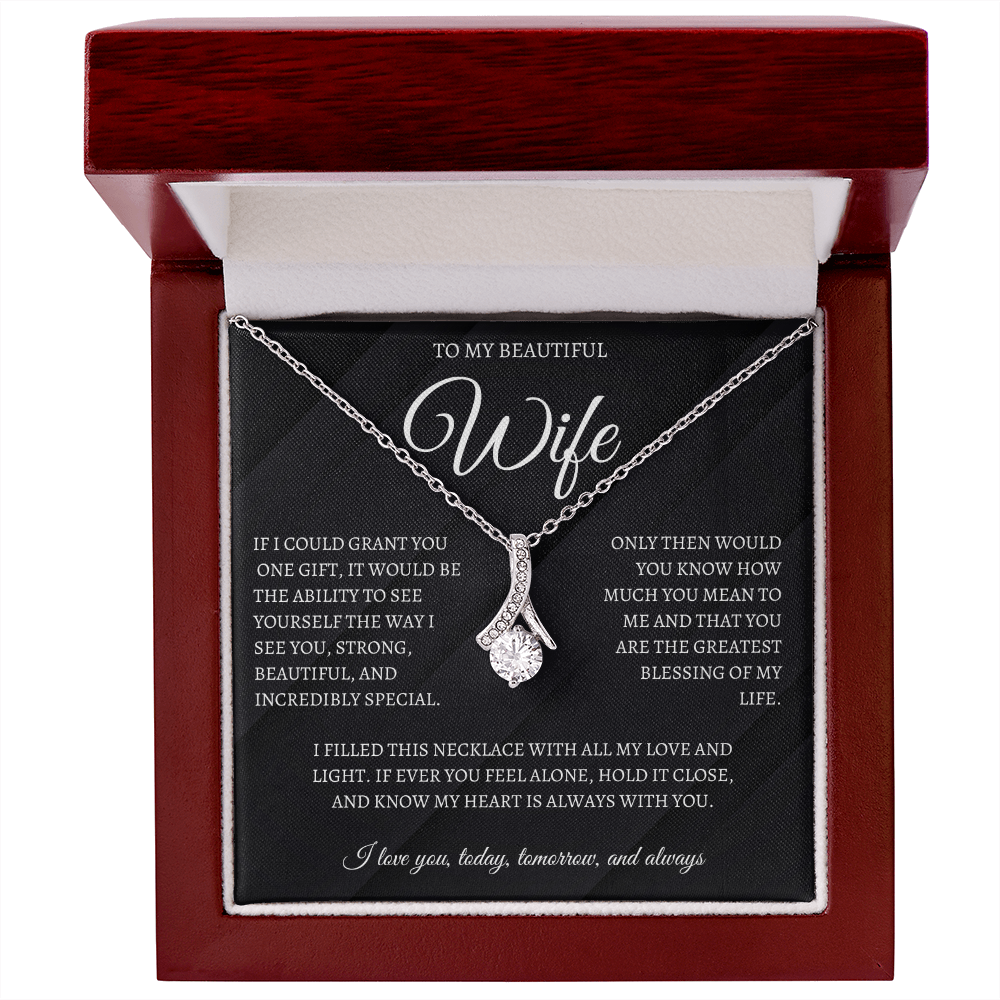 To My Beautiful Wife Elegant Alluring Beauty Necklace Eternal Love Gift