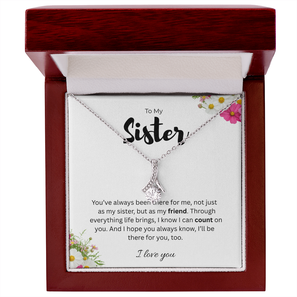 To My Sister Alluring Beauty Ribbon Pendant Necklace