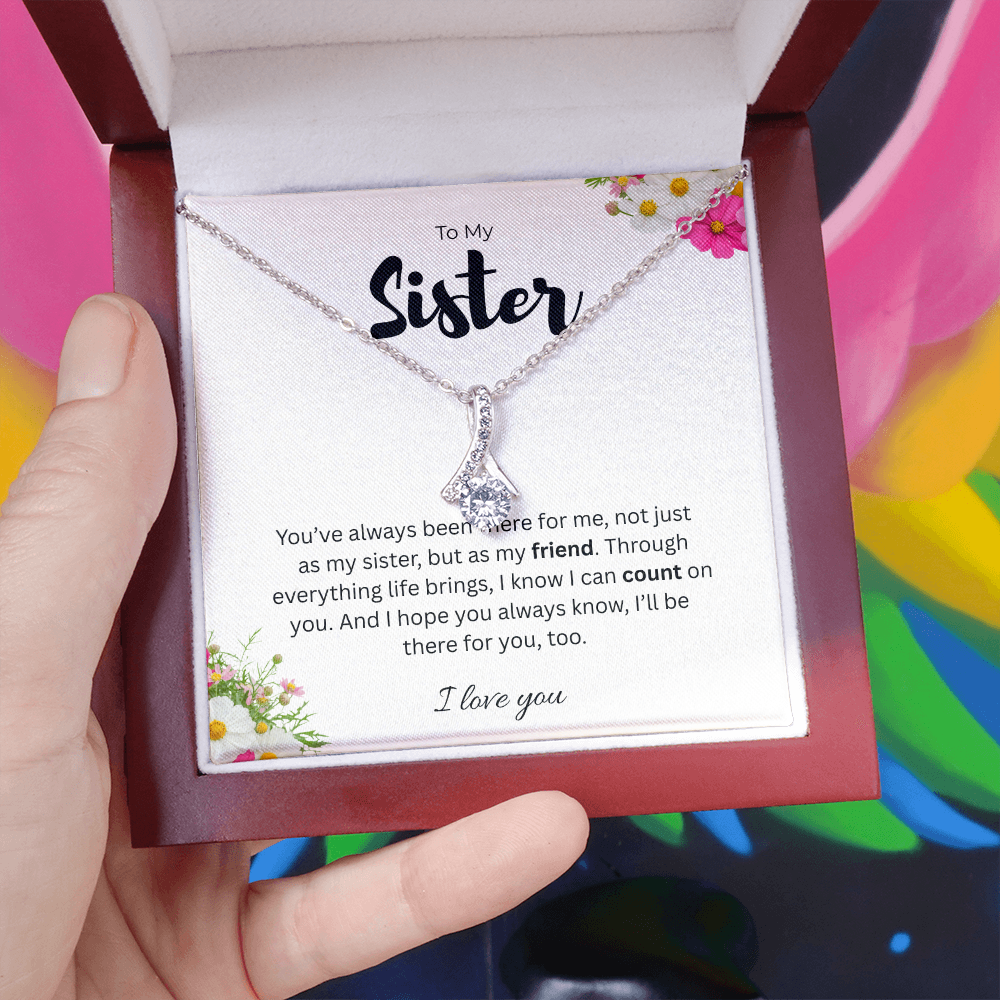 To My Sister Alluring Beauty Ribbon Pendant Necklace