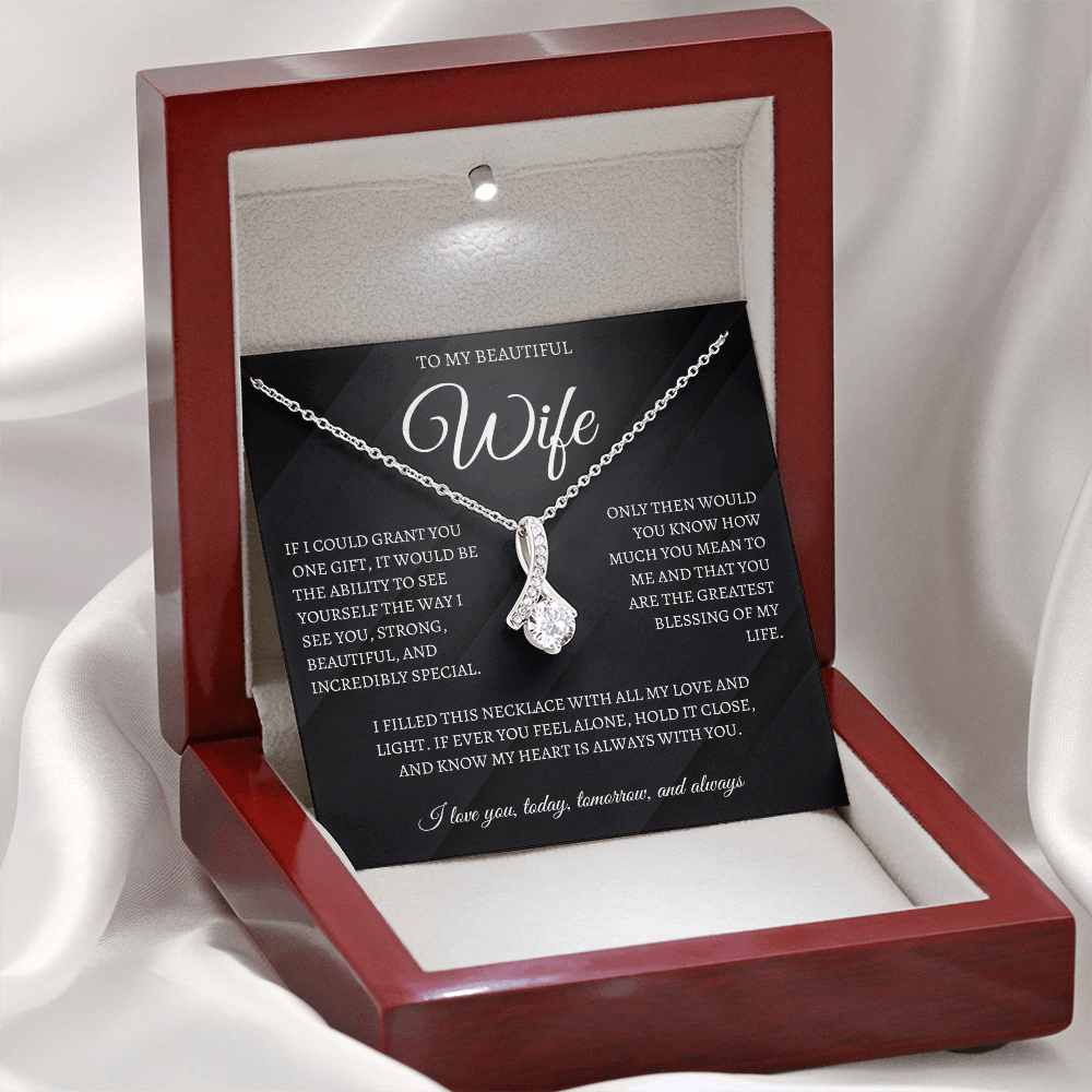 To My Beautiful Wife Elegant Alluring Beauty Necklace Eternal Love Gift