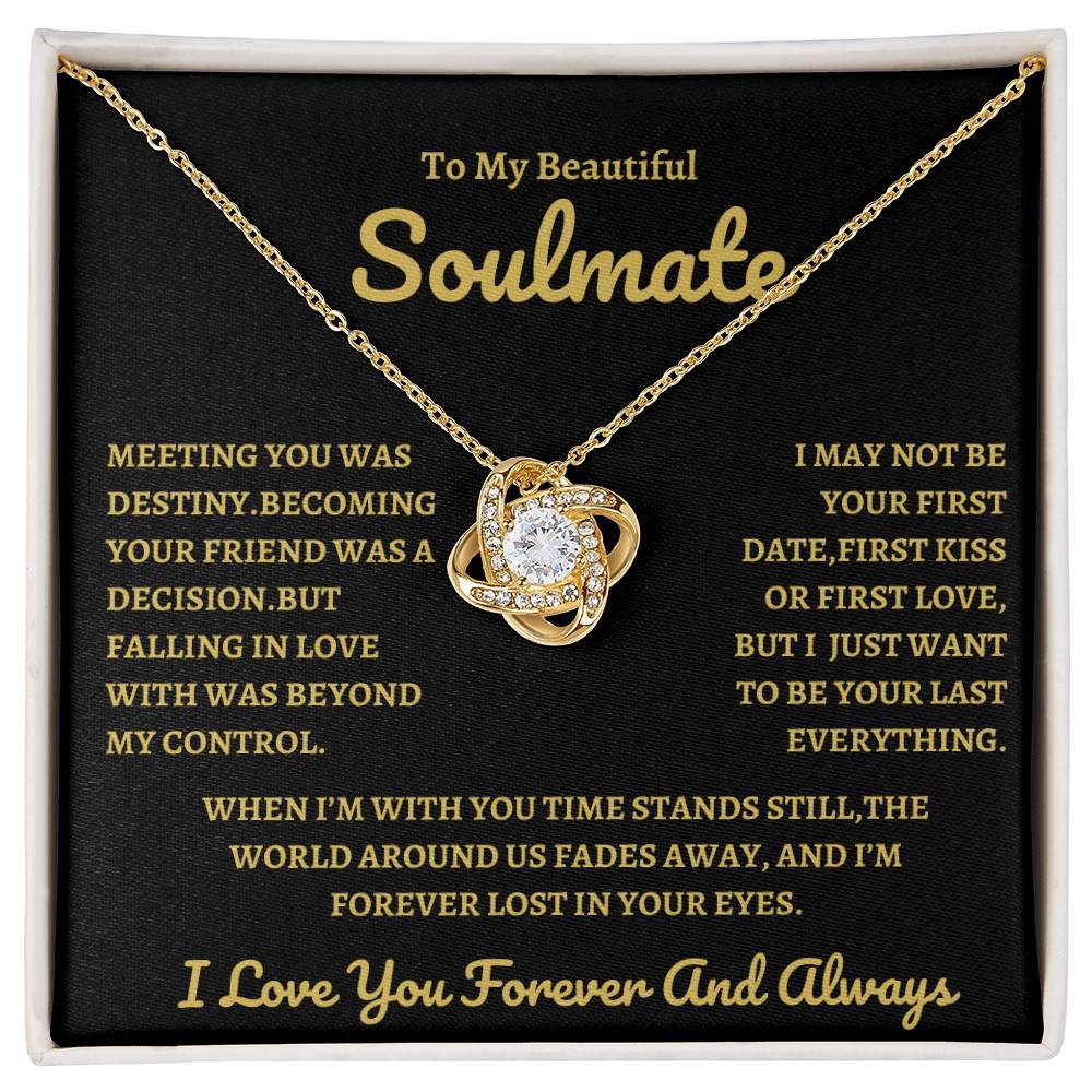 To My Soulmate "Time Stand Still" Love Knot Necklace