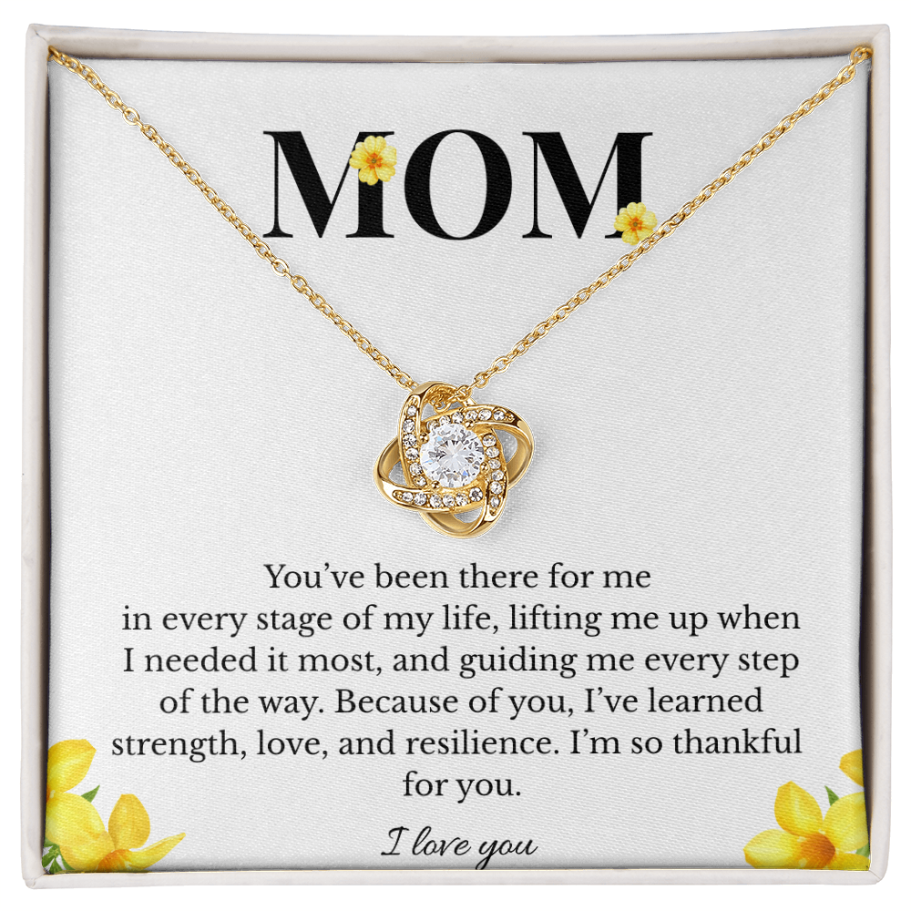Mom Love Knot Necklace | Cubic Zirconia Pendant | Jewelry Gift for Her