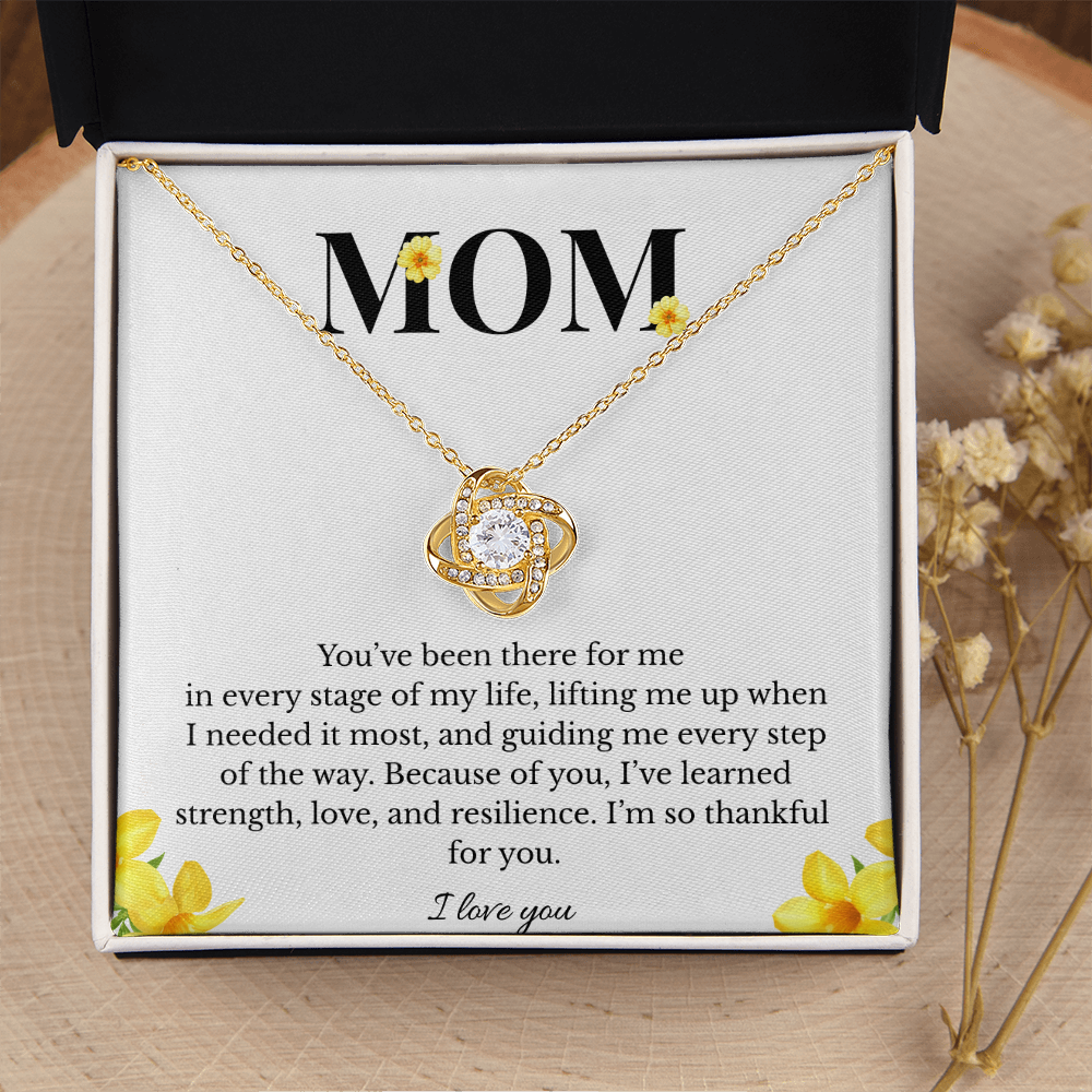Mom Love Knot Necklace | Cubic Zirconia Pendant | Jewelry Gift for Her