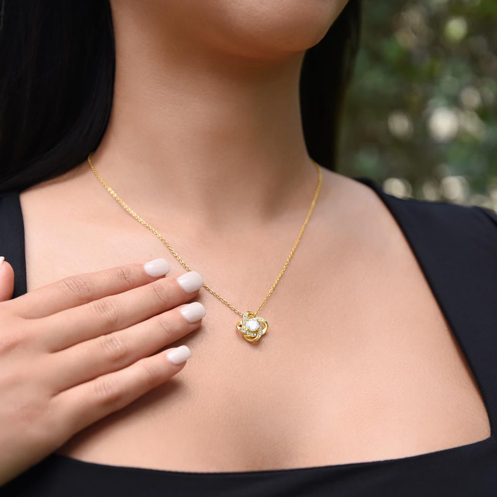 Mom Love Knot Necklace | Cubic Zirconia Pendant | Jewelry Gift for Her
