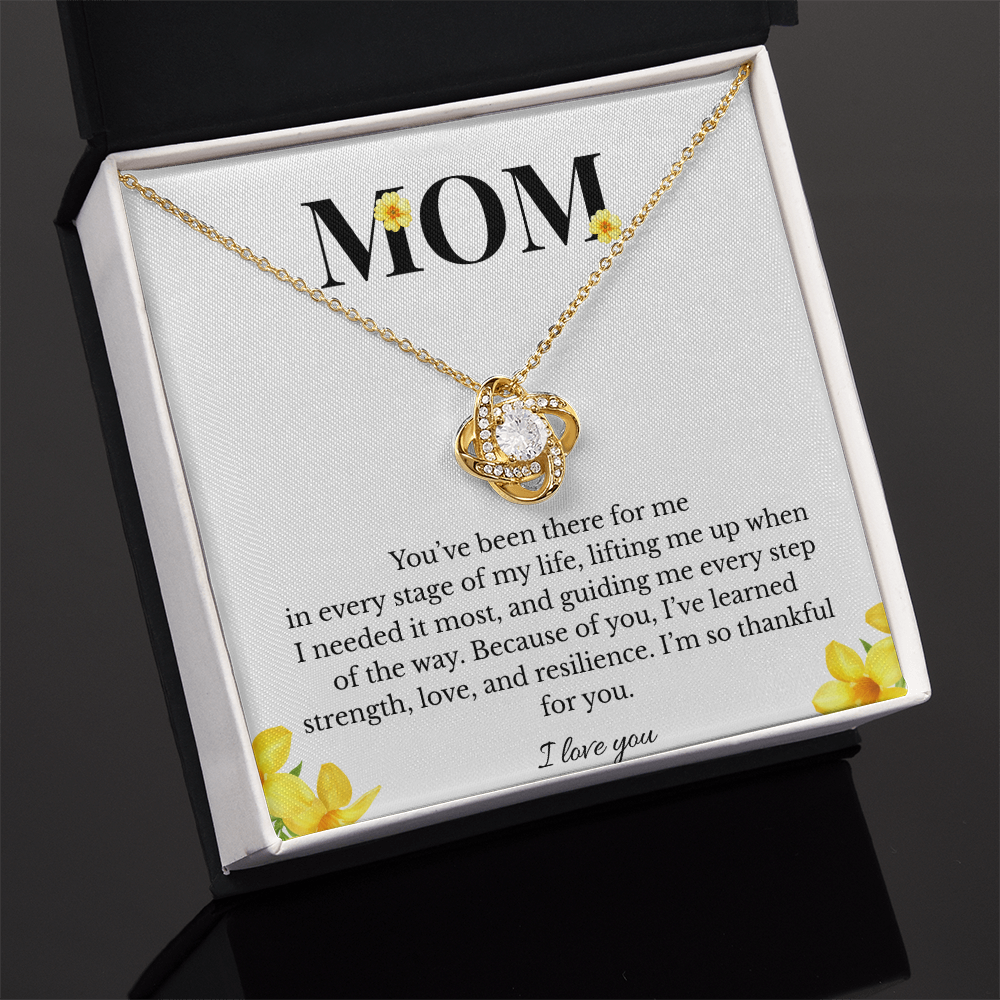 Mom Love Knot Necklace | Cubic Zirconia Pendant | Jewelry Gift for Her