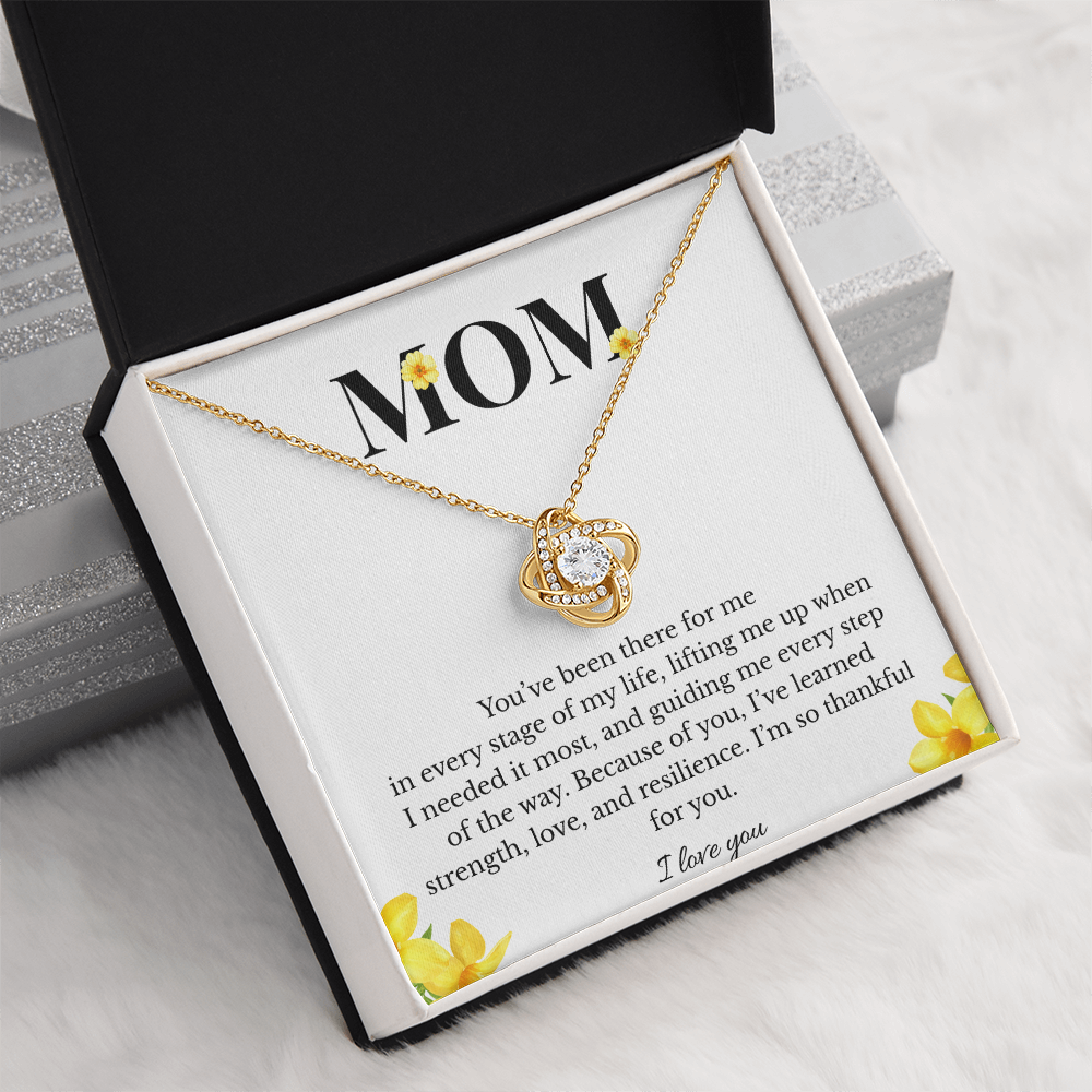 Mom Love Knot Necklace | Cubic Zirconia Pendant | Jewelry Gift for Her