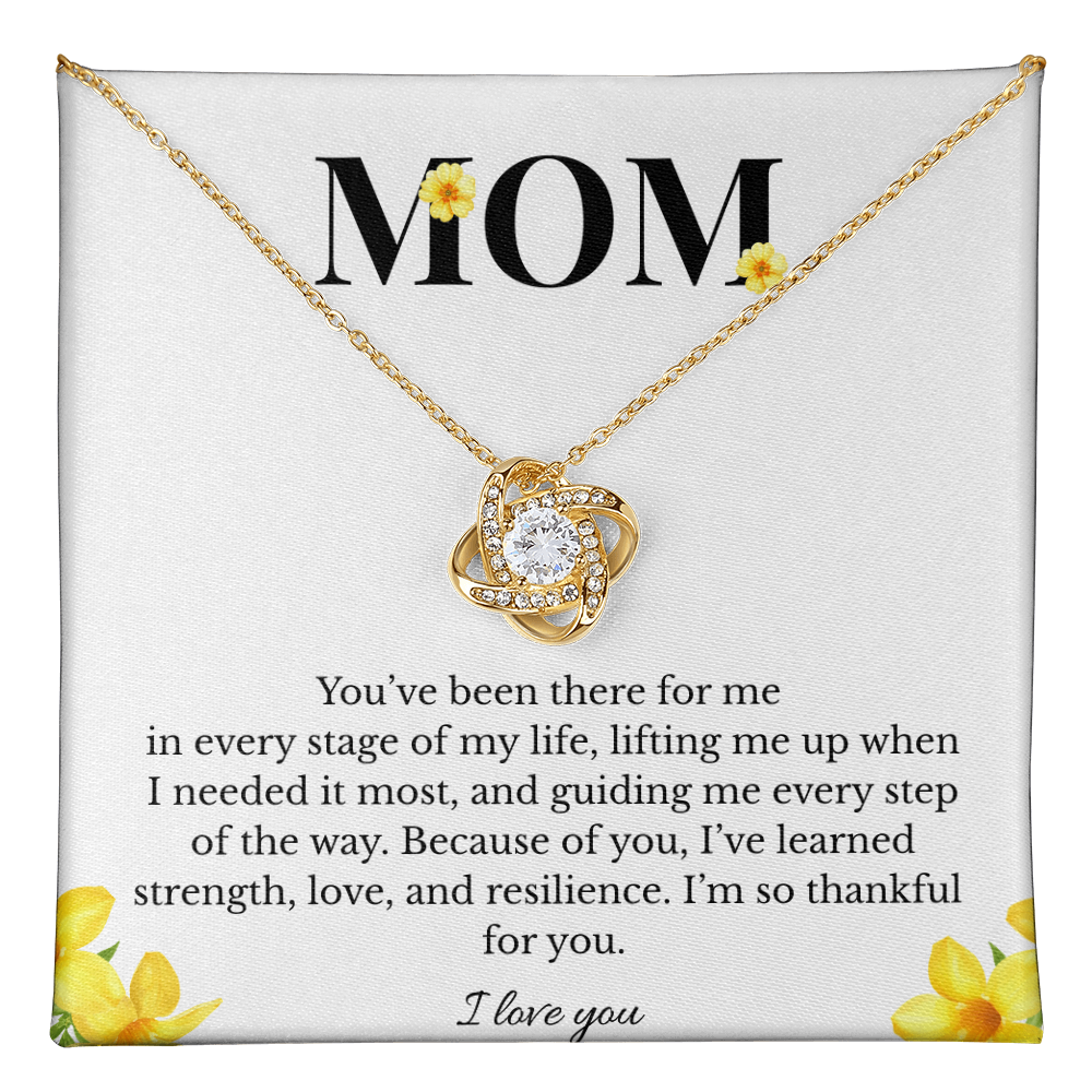 Mom Love Knot Necklace | Cubic Zirconia Pendant | Jewelry Gift for Her